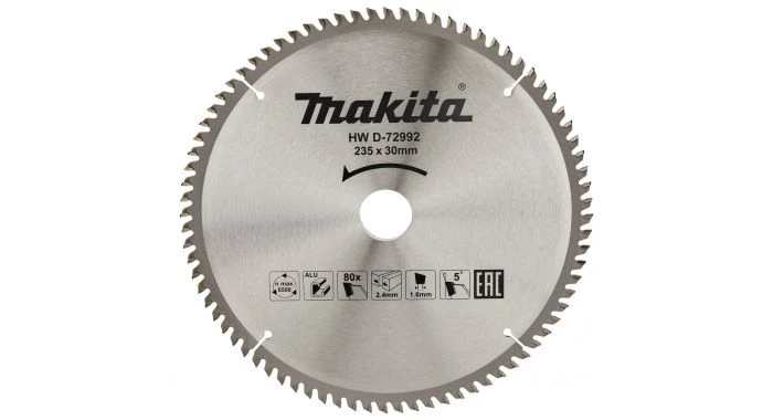Makita D-72992 Cirkelzaagblad - 235 X 30 X 80T - Aluminium 3 Makita D-72992 Cirkelzaagblad - 235 X 30 X 80T - Aluminium