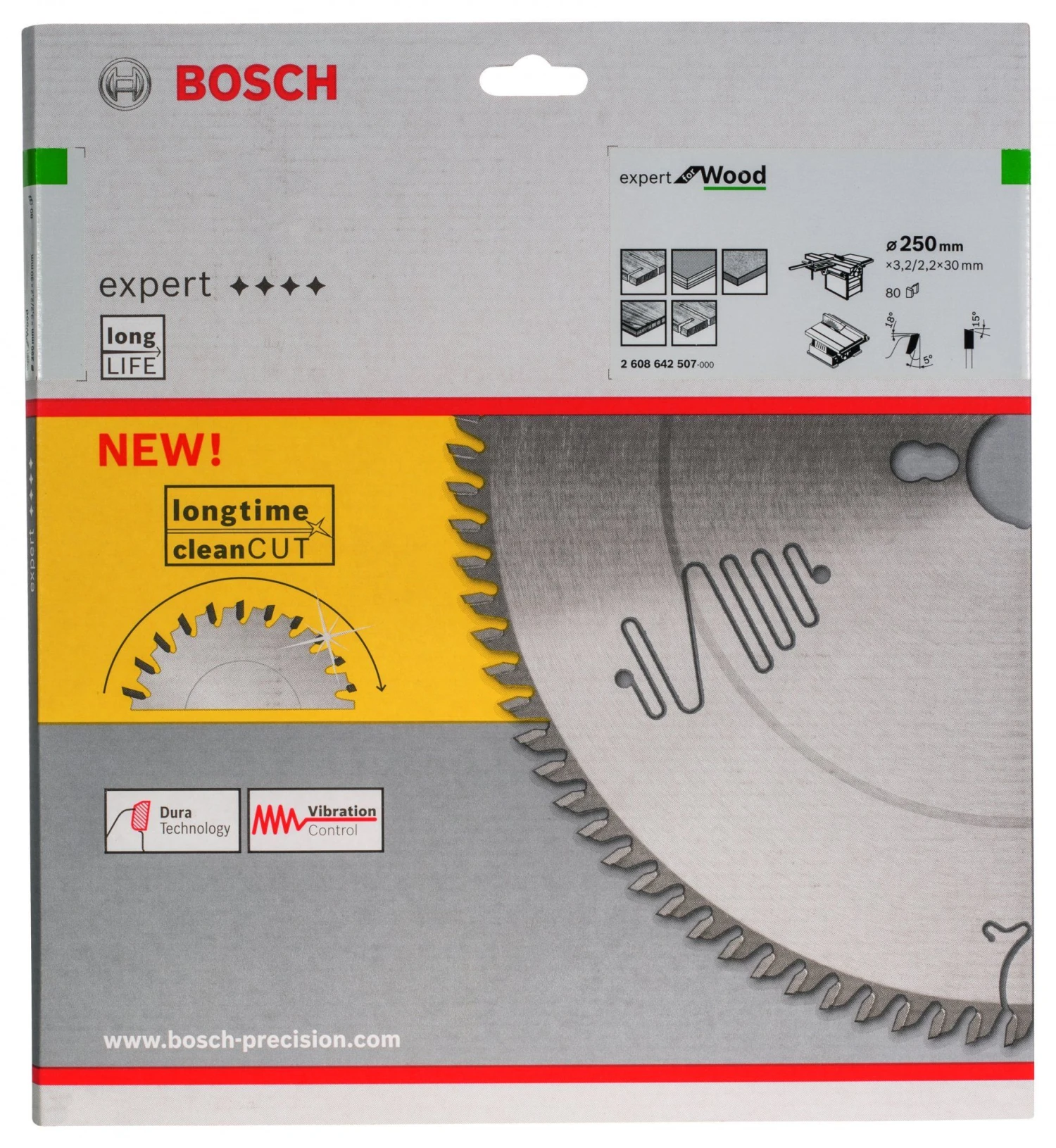 Bosch 2608642507 Expert Cirkelzaagblad - 250 X 30 X 80T - Hout - Carbide 4 Bosch 2608642507 Expert Cirkelzaagblad - 250 X 30 X 80T - Hout - Carbide - Afbeelding 2