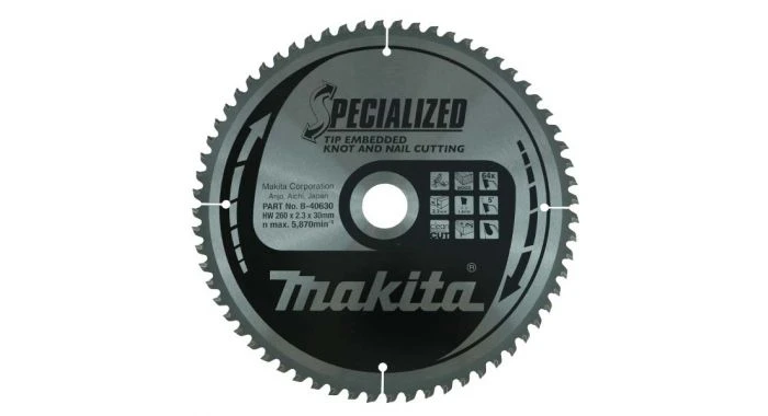 Makita B-40630 Specialized Cirkelzaagblad - 260 X 30 X 64T - Hout (Met Nagels) / Epoxy / Aluminium / Kunststof 3 Makita B-40630 Specialized Cirkelzaagblad - 260 X 30 X 64T - Hout (Met Nagels) / Epoxy / Aluminium / Kunststof