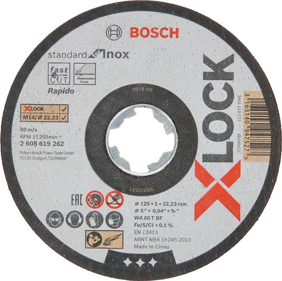Bosch 2608619262 X-Lock Slijpschijf Standard For Inox - Recht - 125mm 3 Bosch 2608619262 X-Lock Slijpschijf Standard For Inox - Recht - 125mm