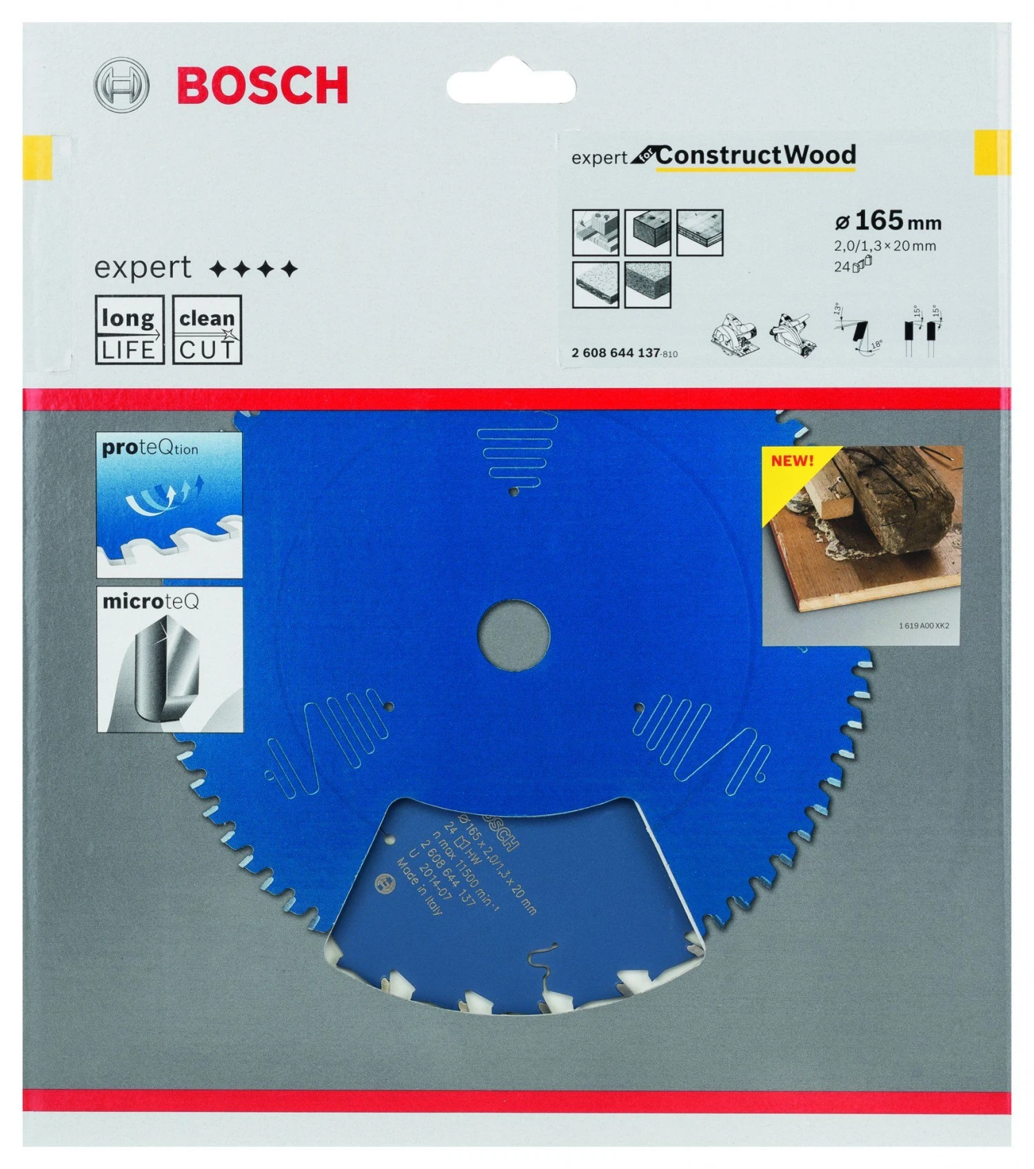 Bosch 2608644137 Expert Cirkelzaagblad - 165 X 20 X 24T - Hout - Carbide 4 Bosch 2608644137 Expert Cirkelzaagblad - 165 X 20 X 24T - Hout - Carbide - Afbeelding 2