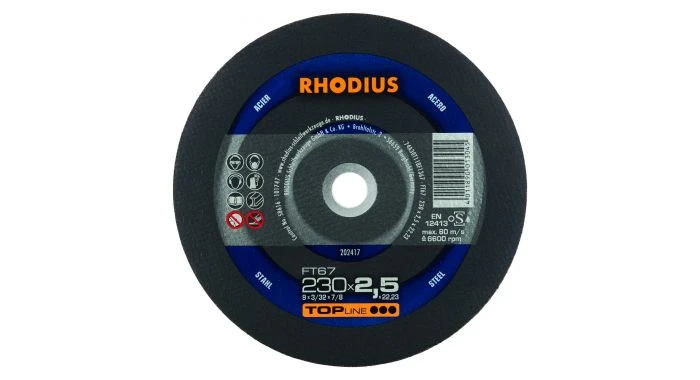 Rhodius 202417 TOPline Lll FT67 Doorslijpschijf - 230 X 22,23 X 2,5mm - Staal - 202417 3 Rhodius 202417 TOPline Lll FT67 Doorslijpschijf - 230 X 22,23 X 2,5mm - Staal - 202417