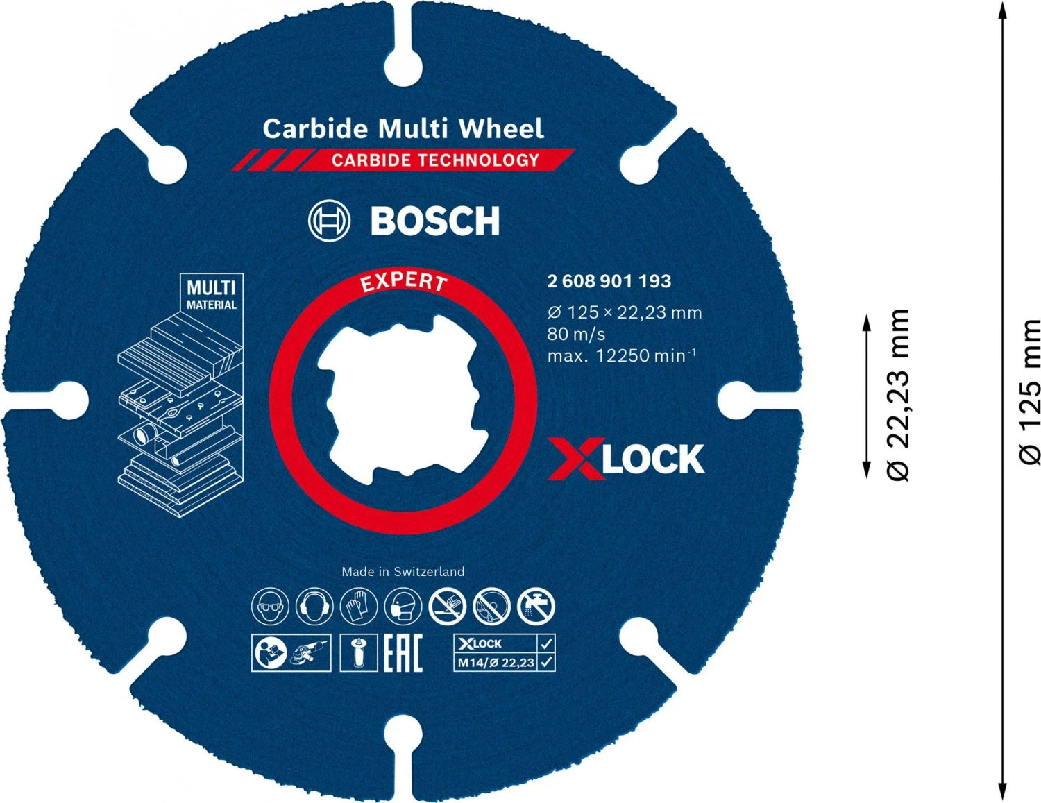 Bosch 2608901193 EXPERT X-LOCK Doorslijpschijf Carbide Multi Wheel 125mm 6 Bosch 2608901193 EXPERT X-LOCK Doorslijpschijf Carbide Multi Wheel 125mm - Afbeelding 4