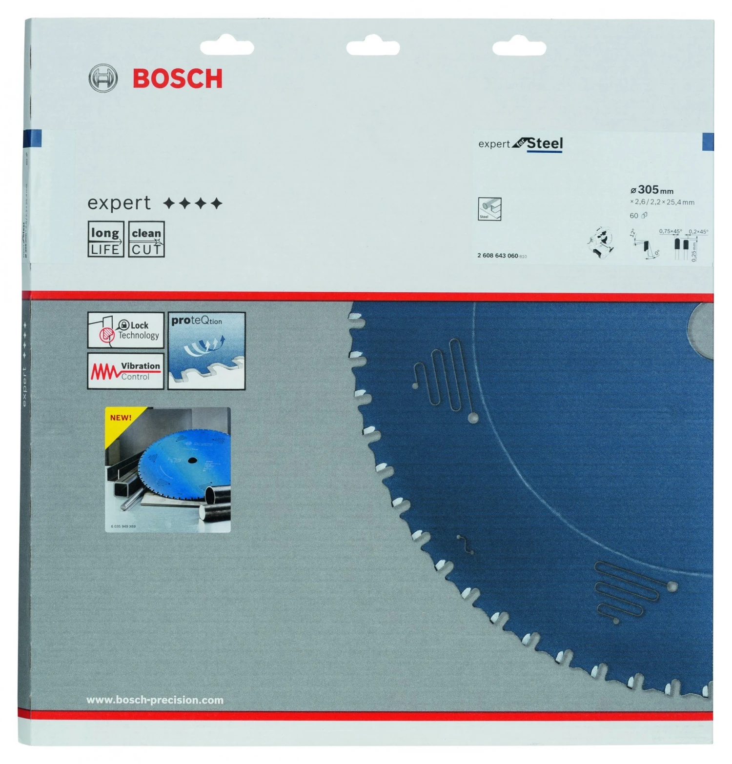 Bosch 2608643060 Expert Cirkelzaagblad - 305 X 25,4 X 60T - Metaal - Carbide 4 Bosch 2608643060 Expert Cirkelzaagblad - 305 X 25,4 X 60T - Metaal - Carbide - Afbeelding 2