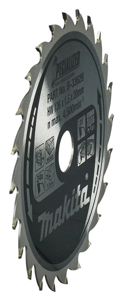 Makita B-33629 Specialized Cirkelzaagblad - 136 X 20 X 24T - Hout 4 Makita B-33629 Specialized Cirkelzaagblad - 136 X 20 X 24T - Hout - Afbeelding 2