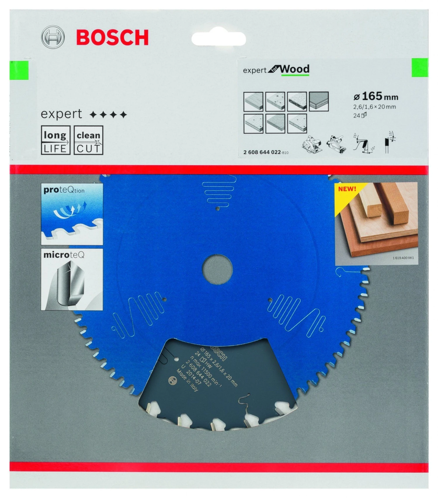 Bosch 2608644022 Expert Cirkelzaagblad - 165 X 20 X 24T - Hout - Carbide 4 Bosch 2608644022 Expert Cirkelzaagblad - 165 X 20 X 24T - Hout - Carbide - Afbeelding 2