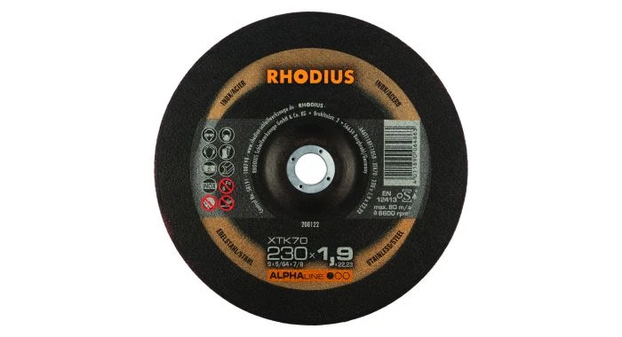 Rhodius ALPHAline I XTK70 Doorslijpschijf - Extra Dun - 230 X 22,23 X 1,9mm - RVS/Staal 3 Rhodius ALPHAline I XTK70 Doorslijpschijf - Extra Dun - 230 X 22,23 X 1,9mm - RVS/Staal