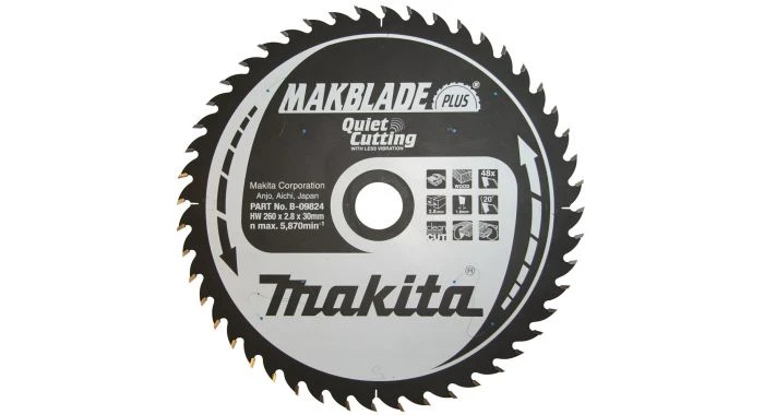 Makita B-09824 Makblade+ Cirkelzaagblad - 260 X 30 X 48T - Hout / MDF / Laminaat 3 Makita B-09824 Makblade+ Cirkelzaagblad - 260 X 30 X 48T - Hout / MDF / Laminaat