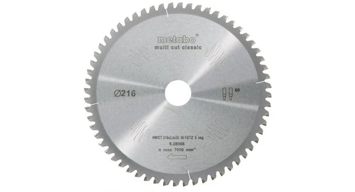 Metabo 628655000 Multi Cut Cirkelzaagblad - 216 X 30 X 60T - Laminaat / Kunststof / Aluminium 3 Metabo 628655000 Multi Cut Cirkelzaagblad - 216 X 30 X 60T - Laminaat / Kunststof / Aluminium