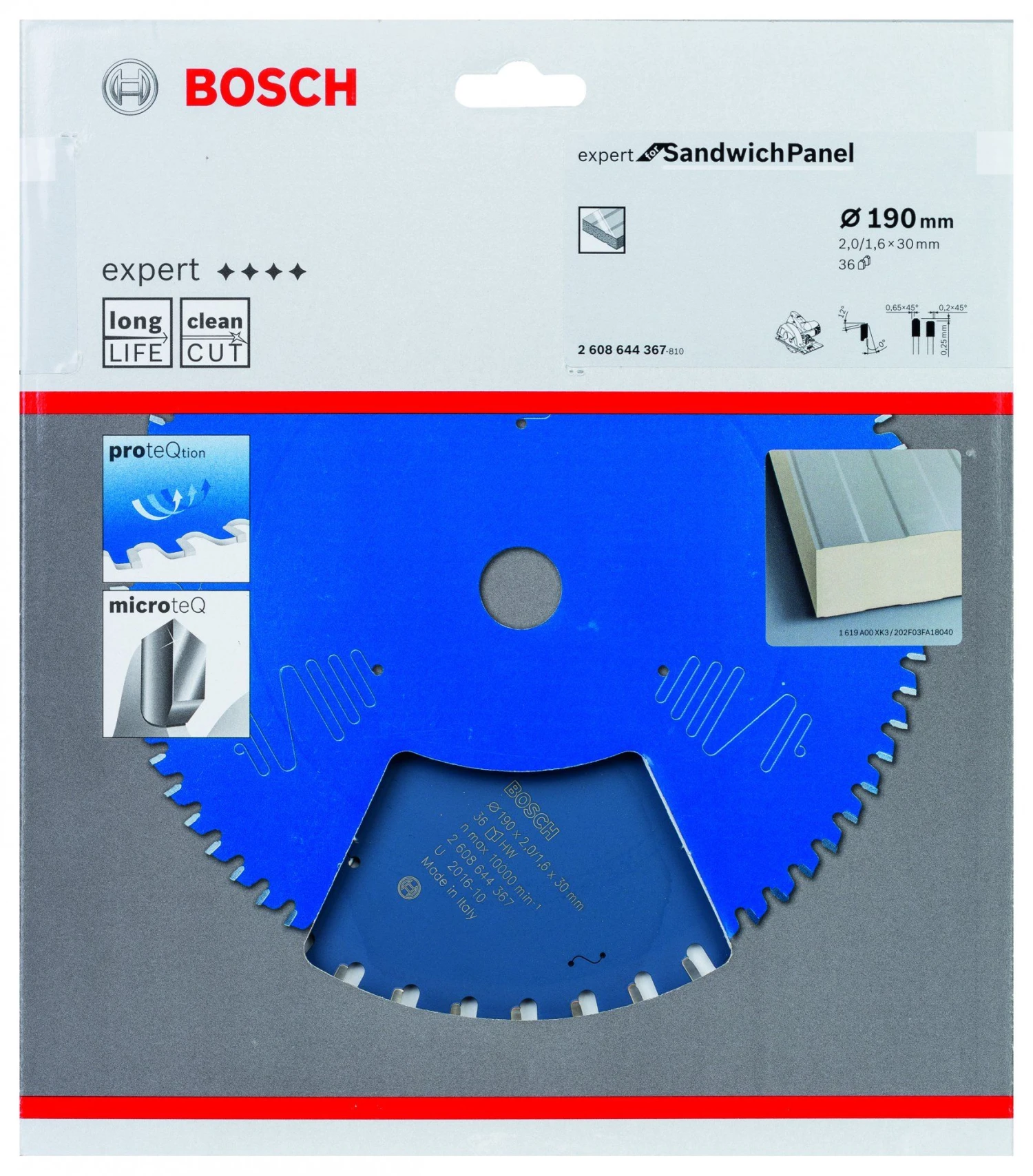 Bosch 2608644367 Expert Cirkelzaagblad - 190 X 30 X 36T - Sandwich Panelen - Carbide 4 Bosch 2608644367 Expert Cirkelzaagblad - 190 X 30 X 36T - Sandwich Panelen - Carbide - Afbeelding 2