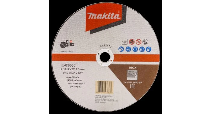 Makita E-03006-25 Doorslijpschijf 230x22,23x2,0mm RVS (25st) 3 Makita E-03006-25 Doorslijpschijf 230x22,23x2,0mm RVS (25st)