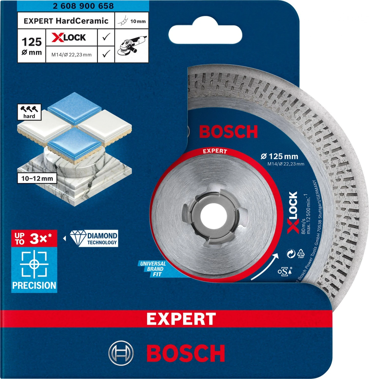 Bosch 2608900658 EXPERT X-LOCK Diamantschijf Hard Ceramic 125 X 22,23 X 1,4 X 10 Mm 4 Bosch 2608900658 EXPERT X-LOCK Diamantschijf Hard Ceramic 125 X 22,23 X 1,4 X 10 Mm - Afbeelding 2