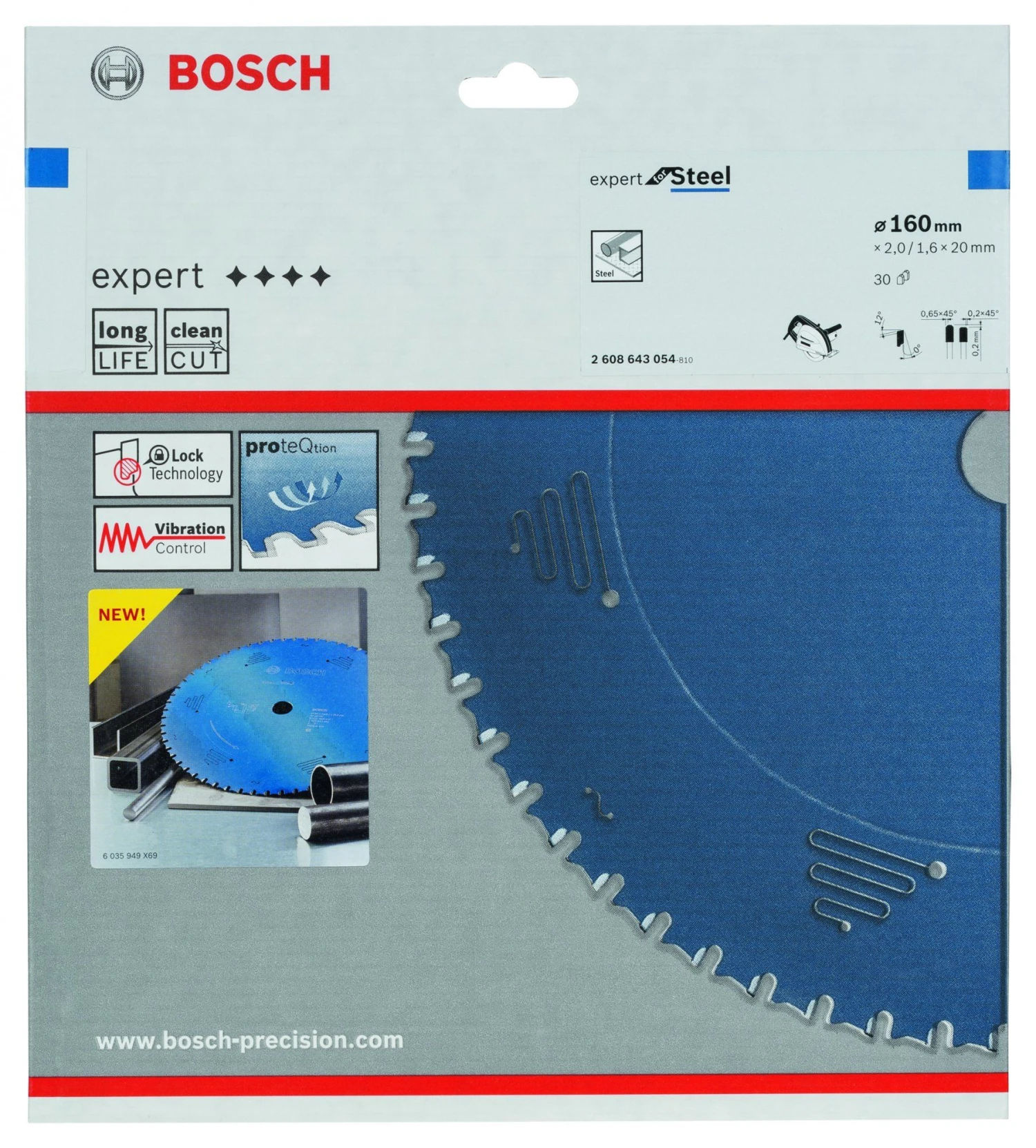 Bosch 2608643054 Expert Cirkelzaagblad - 160 X 20 X 30T - Metaal - Carbide 4 Bosch 2608643054 Expert Cirkelzaagblad - 160 X 20 X 30T - Metaal - Carbide - Afbeelding 2