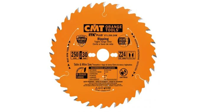CMT 271.250.24M Ultra ITK Plus Cirkelzaagblad - 250 X 30 X 24T - Hout/Multiplex 3 CMT 271.250.24M Ultra ITK Plus Cirkelzaagblad - 250 X 30 X 24T - Hout/Multiplex