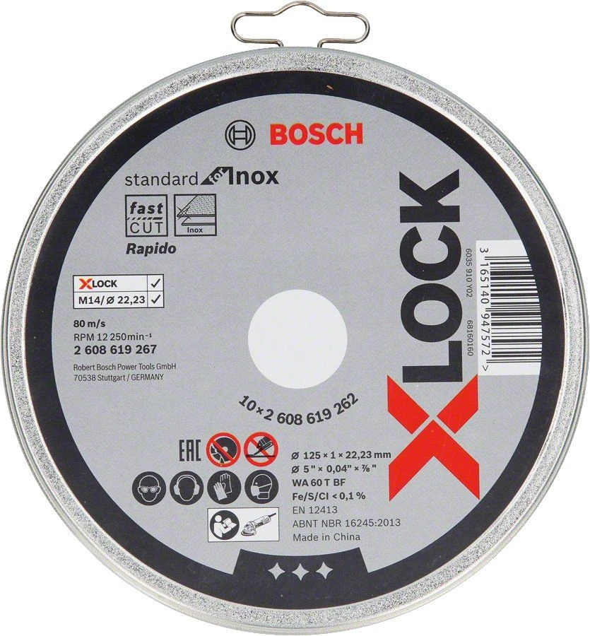 Bosch 2608619267 X-Lock Slijpschijf Standard For Inox In Blik - Recht - 125mm (10st) 3 Bosch 2608619267 X-Lock Slijpschijf Standard For Inox In Blik - Recht - 125mm (10st)